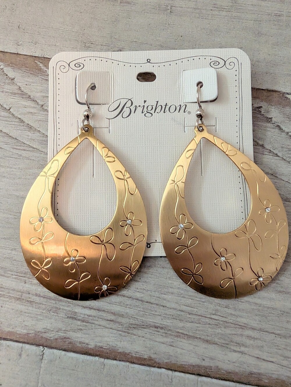 Brighton Floral Teardrop Earrings Gold